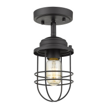 Golden 9808-SF BLK - Golden Lighting Seaport 1-light Semi-Flush Mount in Matte Black
